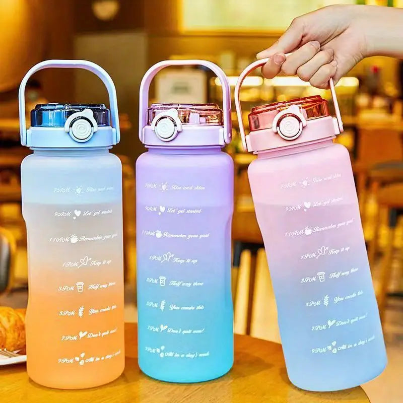 Botella de Agua Motivacional de 67.7oz con Tapa y Pajilla