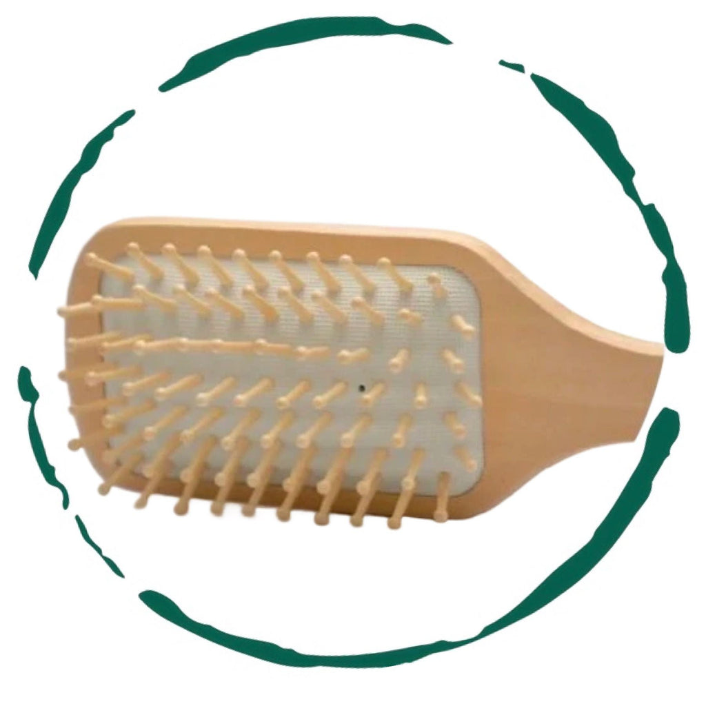 cepillo desenredante de madera