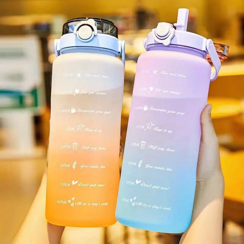 Botella de Agua Motivacional de 67.7oz con Tapa y Pajilla